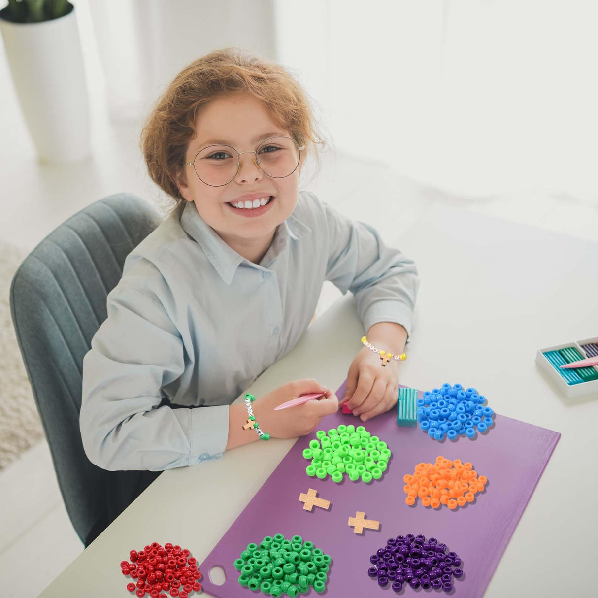 Sanixin 32 Set Jesus Love Me Faith DIY Bead Craft Kit Making Religious Bracelet Beads for VBS Week Sunday School Bible Verse Gifts Wooden Cross Bracelet Craft Kit