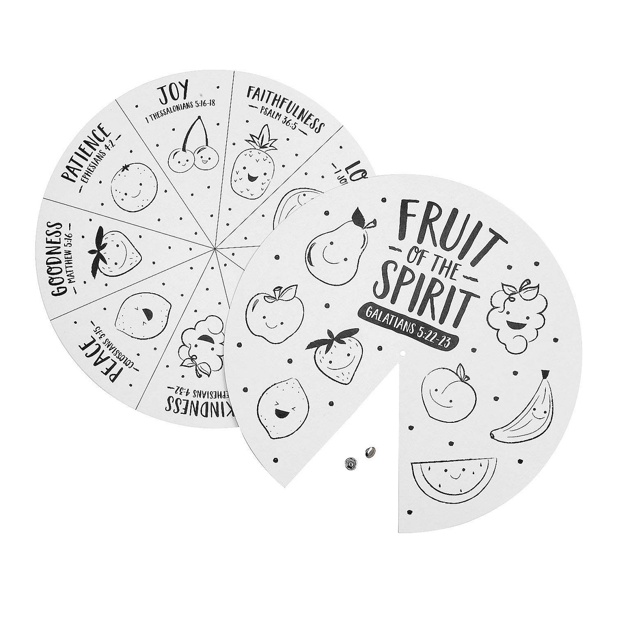Fun Express Fruit of The Spirit Coloring Wheel - Makes 12 - DIY Religious Craft for Kids