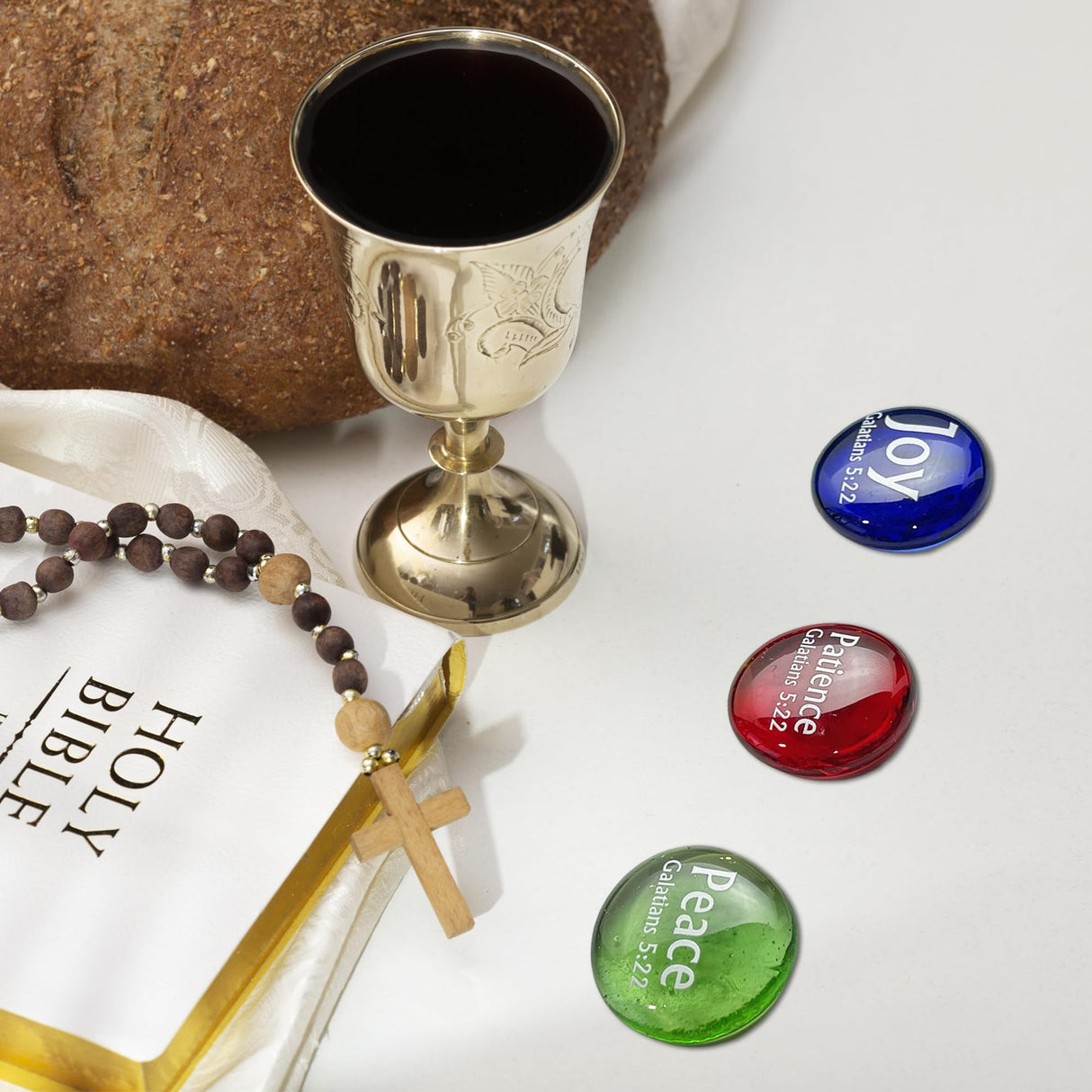 Fruit of the Spirit Glass Stones, 9 Beautiful Rocks, Each With a Word From the Galatians 5:22 Verse. Inspiring Christian Education Tool From Lifeforce Glass.