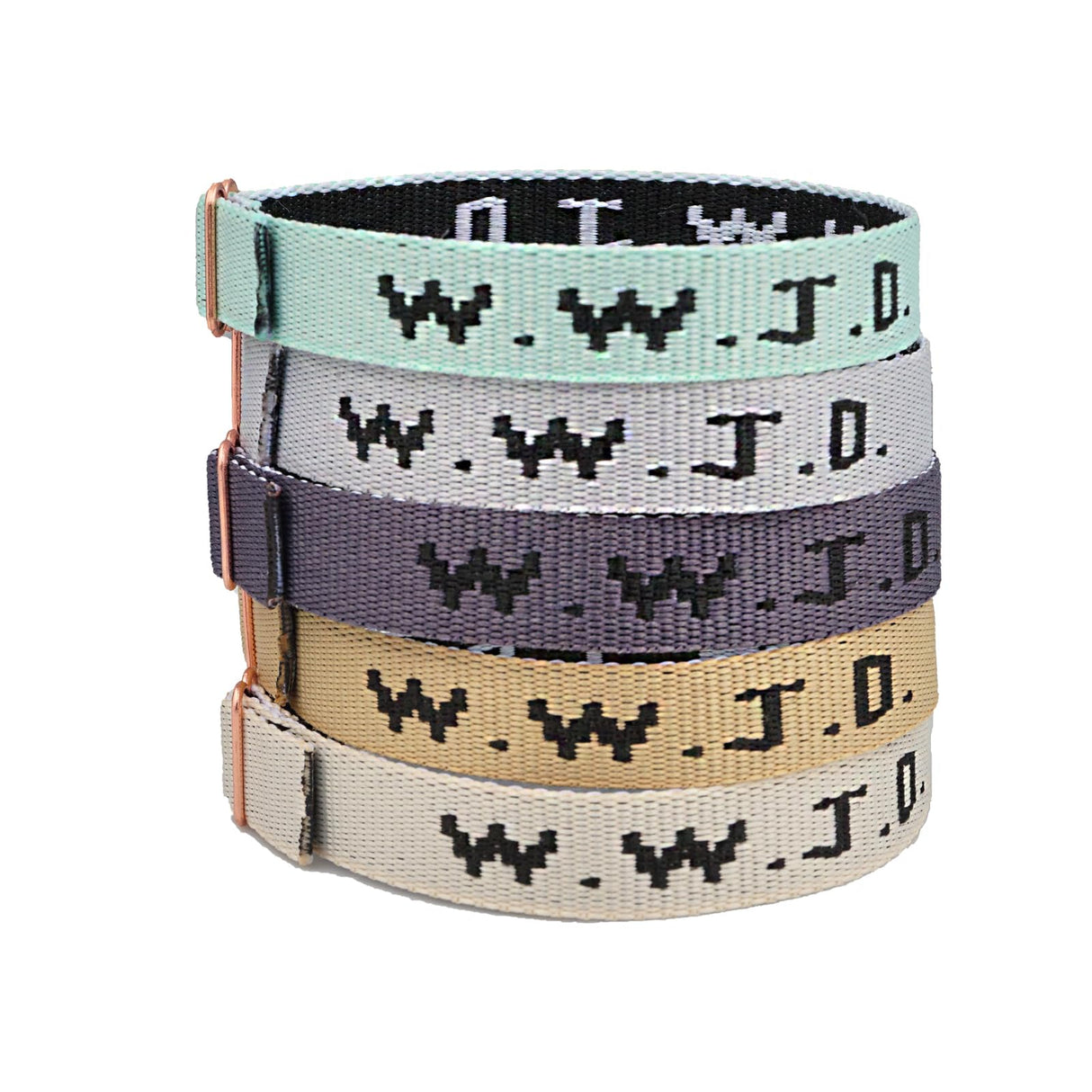 Canopus pet WWJD Bracelets Set, 5 Piece, Webbing What Would Jesus Do Bracelets Christian Handmade Colorful Adjustable Religious Woven Wristbands for Fundraisers