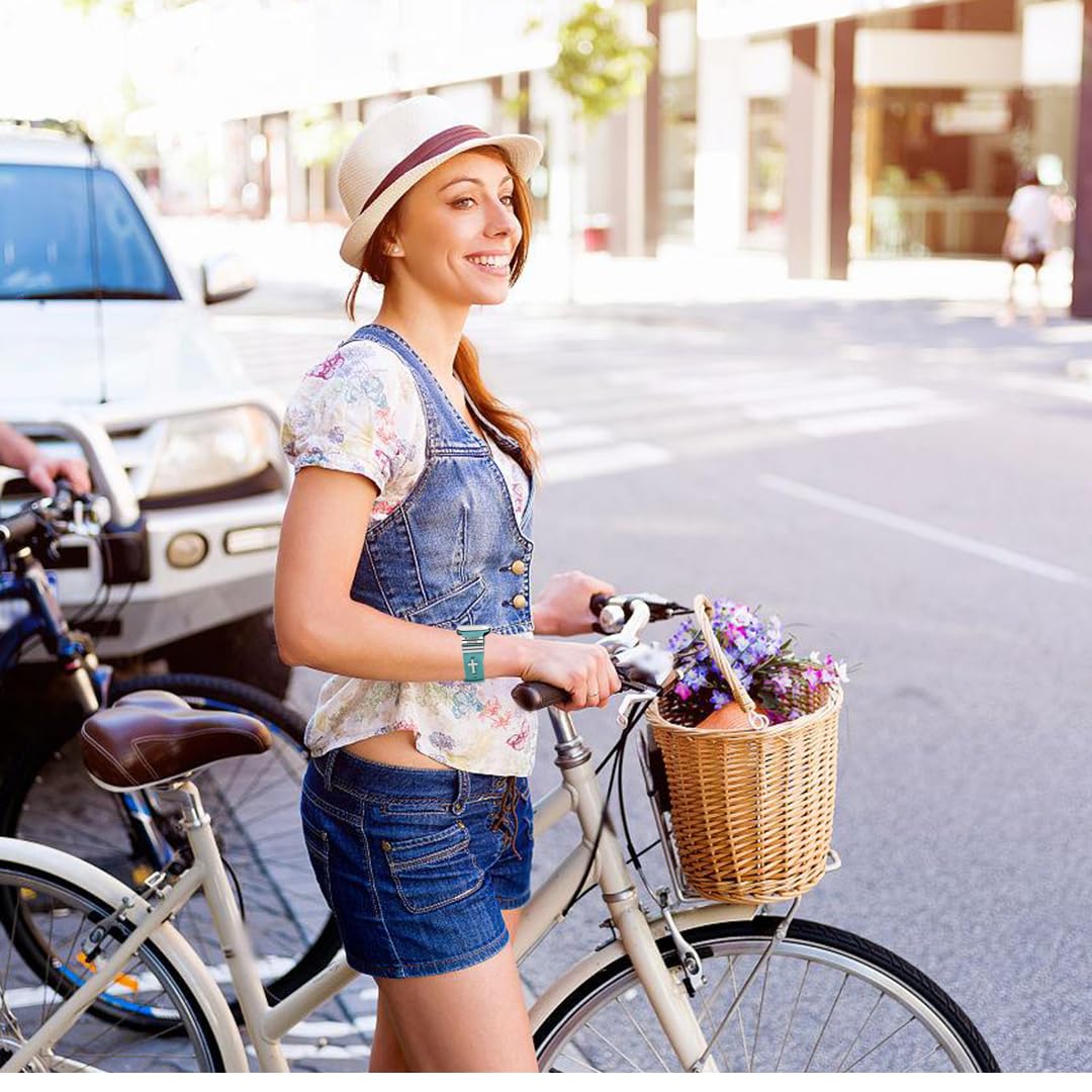 ESWEUOOM Women Blessed and Faith Cross Watch Band Charms for Apple Watch 38mm 40mm 41mm 42mm 44mm 45mm 49mm , Men Silver Metal Slide Decorative Rings Loops For iWatch series 8 7 6 5 4 3 2 se,For Samsung Galaxy watch 5/4,Christian Smart Watchband Charms St