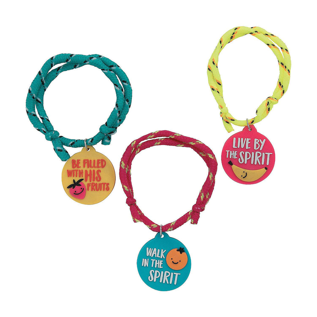 Fun Express Fruit of the Spirit Rope Bracelets - VBS and Sunday School Jewelry - 24 Pieces