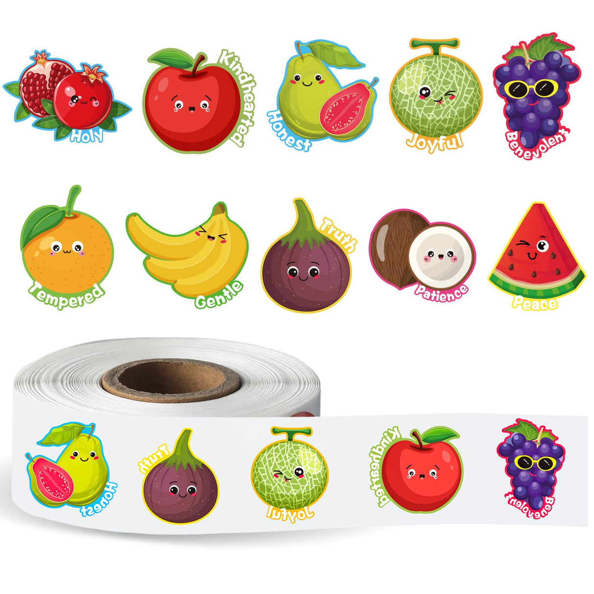 Geyoga 1000 Pcs Fruit of The Spirit Stickers Bible Religious Craft Stickers for Kids Sunday School Activity Party Supplies