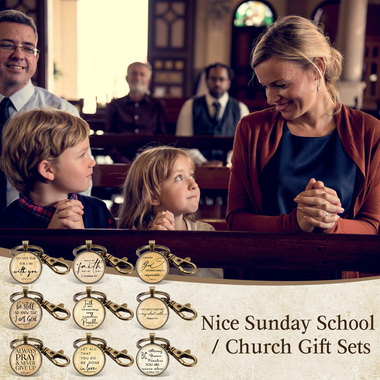 Fumete Christian Keychain Bulk Bible Verse Religious Keychain Scripture Quote Inspirational Gifts Supplies for Men Women (Vintage, 9)