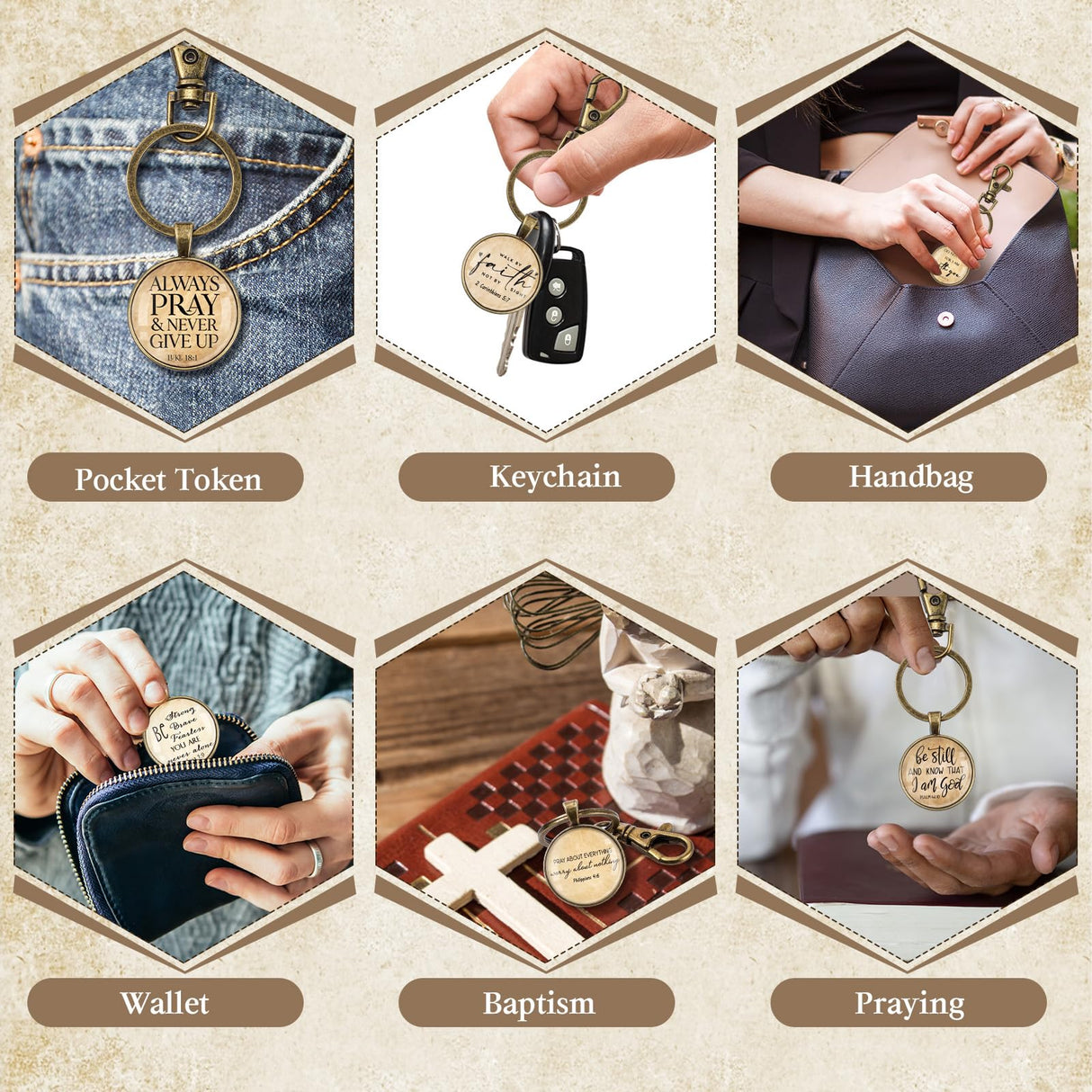 Fumete Christian Keychain Bulk Bible Verse Religious Keychain Scripture Quote Inspirational Gifts Supplies for Men Women (Vintage, 9)