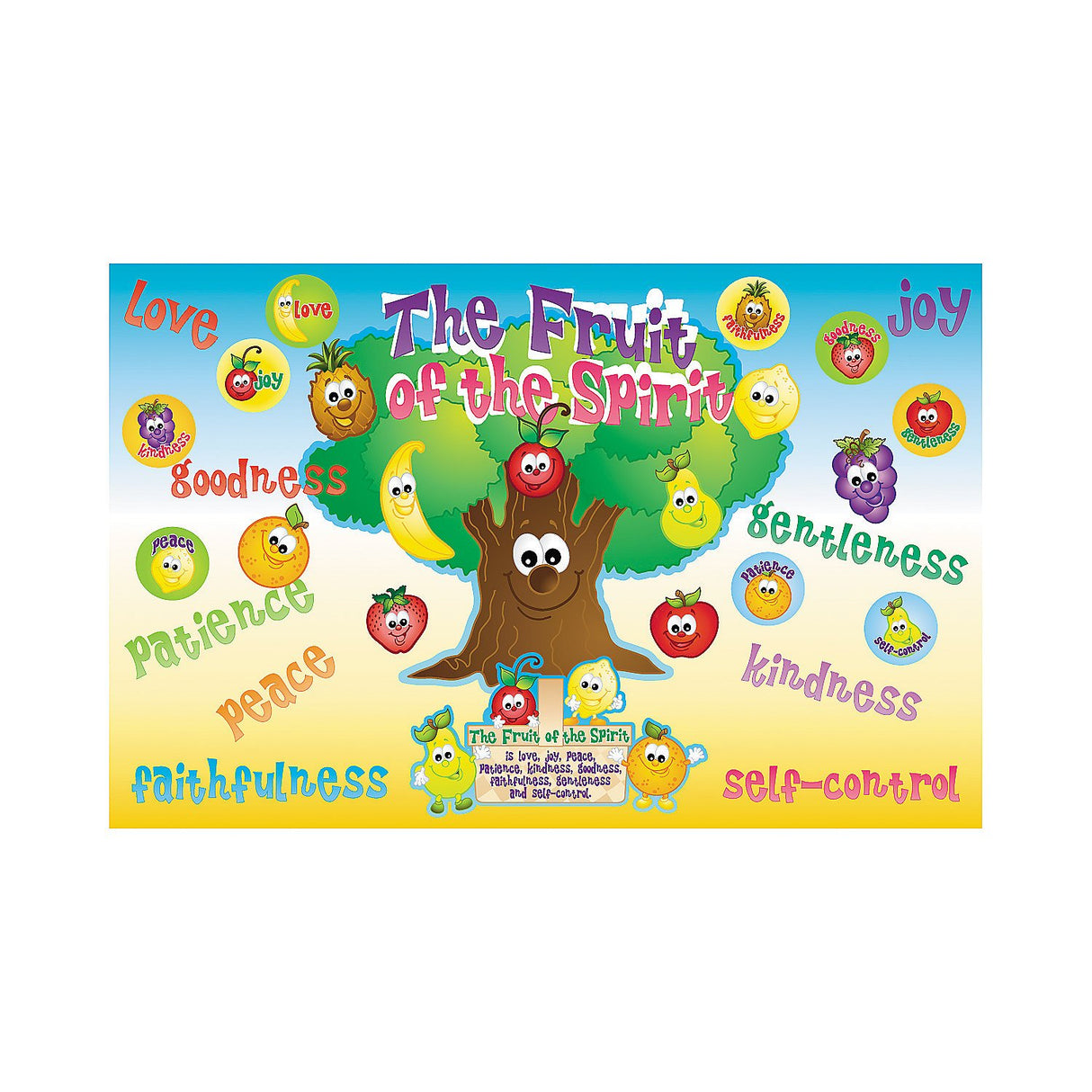 Bulletin Board Set - Fruit of The Spirit - 30 Pieces - Educational and Learning Activities for Kids