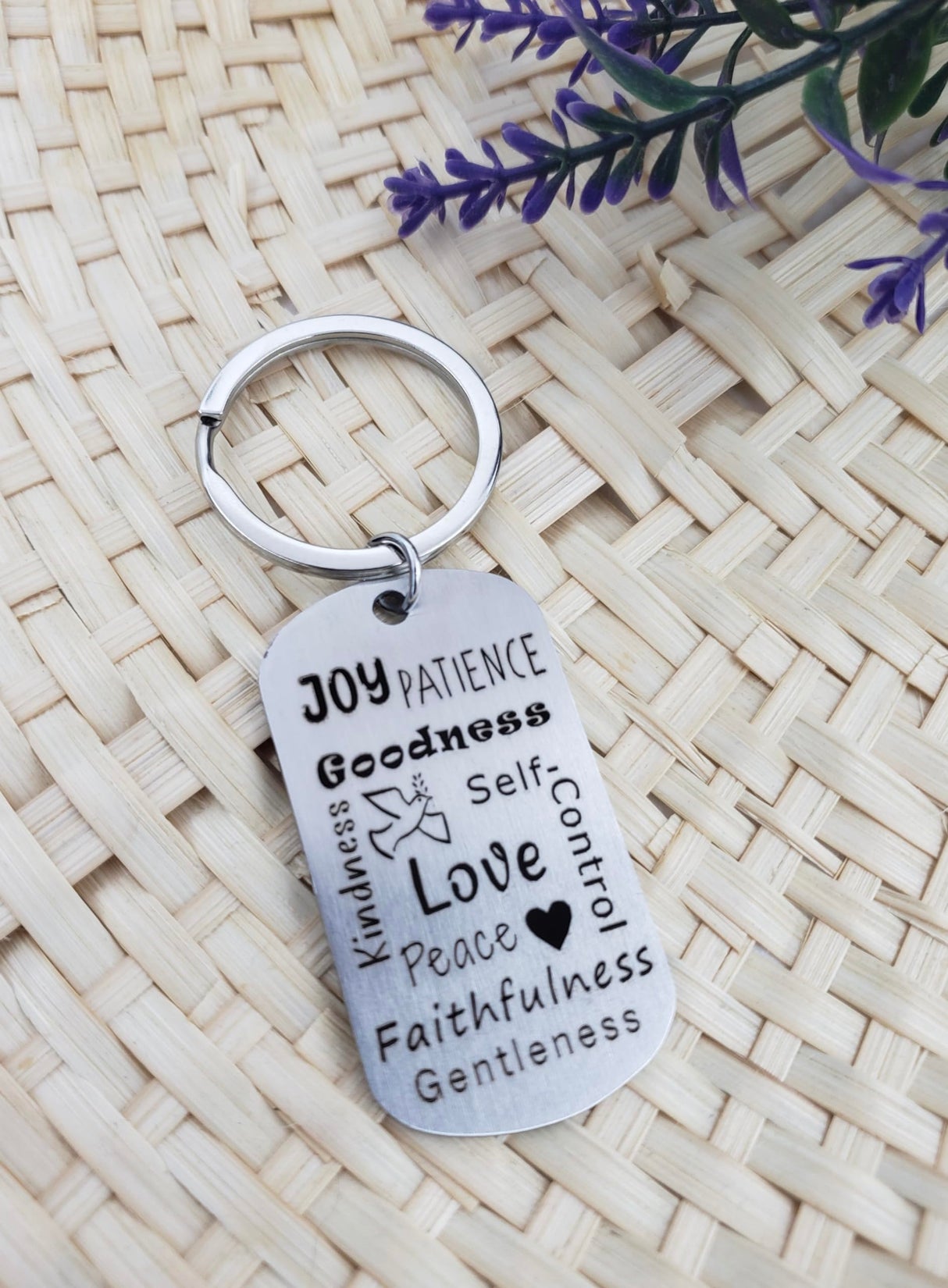 Christian Keychain, Bible Verse Keychain, Fruit of the Spirit, Get Well Soon Gifts for Women, Self Care Gifts for Women, New Driver Gifts for Teen Girls, Biblical Graduation Gifts, Baptism