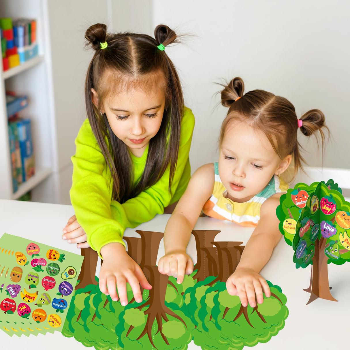 AgincBerry 16 Set Fruit Bible Trees Craft Kits Make Your own Fruit Bible Accents Tree DIY Christian Religious Early Learning Craft Kit Sunday School Classroom Church Craft for Kids Home Fun Activities