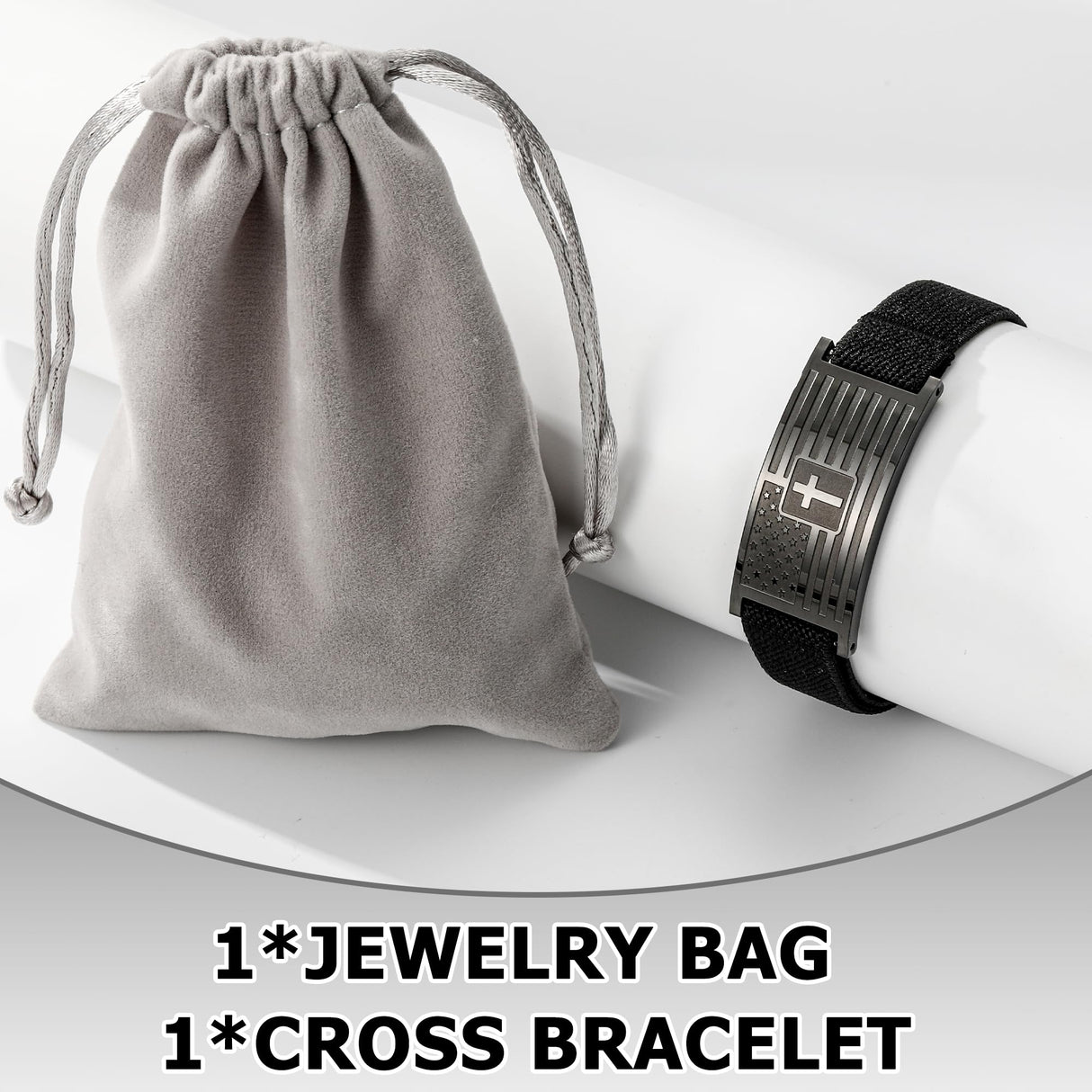 Zocomi Cross Bracelet for Men Boys, Black American Flag Military Bible Verse Christian Religious Jewelry Valentines 2025 Graduation Gifts Ideas Male Teen Teenage Kids Age Son Him Joshua 1:9