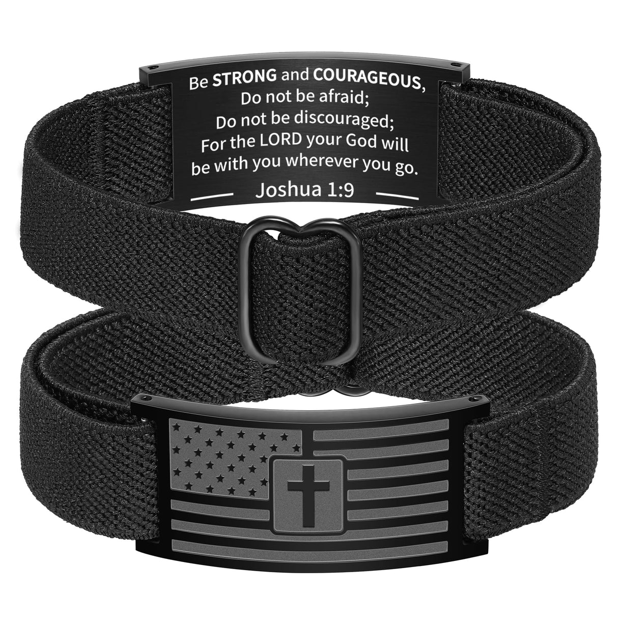 Zocomi Cross Bracelet for Men Boys, Black American Flag Military Bible Verse Christian Religious Jewelry Valentines 2025 Graduation Gifts Ideas Male Teen Teenage Kids Age Son Him Joshua 1:9