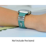 ESWEUOOM Women Blessed and Faith Cross Watch Band Charms for Apple Watch 38mm 40mm 41mm 42mm 44mm 45mm 49mm , Men Silver Metal Slide Decorative Rings Loops For iWatch series 8 7 6 5 4 3 2 se,For Samsung Galaxy watch 5/4,Christian Smart Watchband Charms St