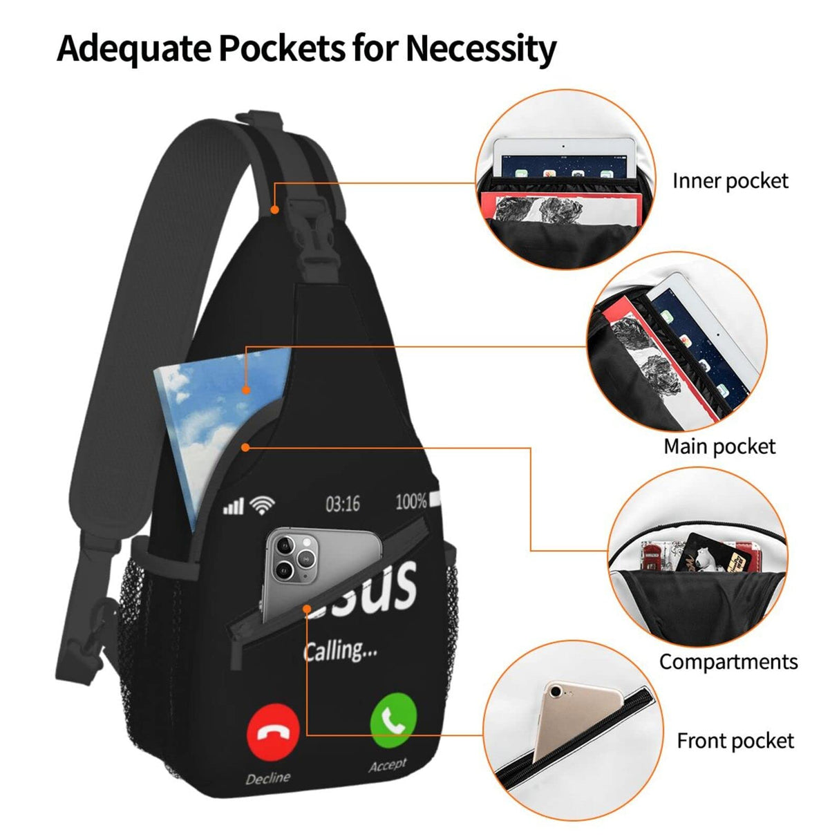 Qurdtt Christian Theme Crossbody Bag Crossbody Backpack Jesus Sling Backpack Chest Bag Sling Bag For Women Men