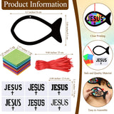 Sinload 24 Sets Faith Fish Craft Kit DIY Christian Jesus Fish Craft Religious Cross Tissue Paper Hanging Ornament for Home Church Bible Sunday School Activities