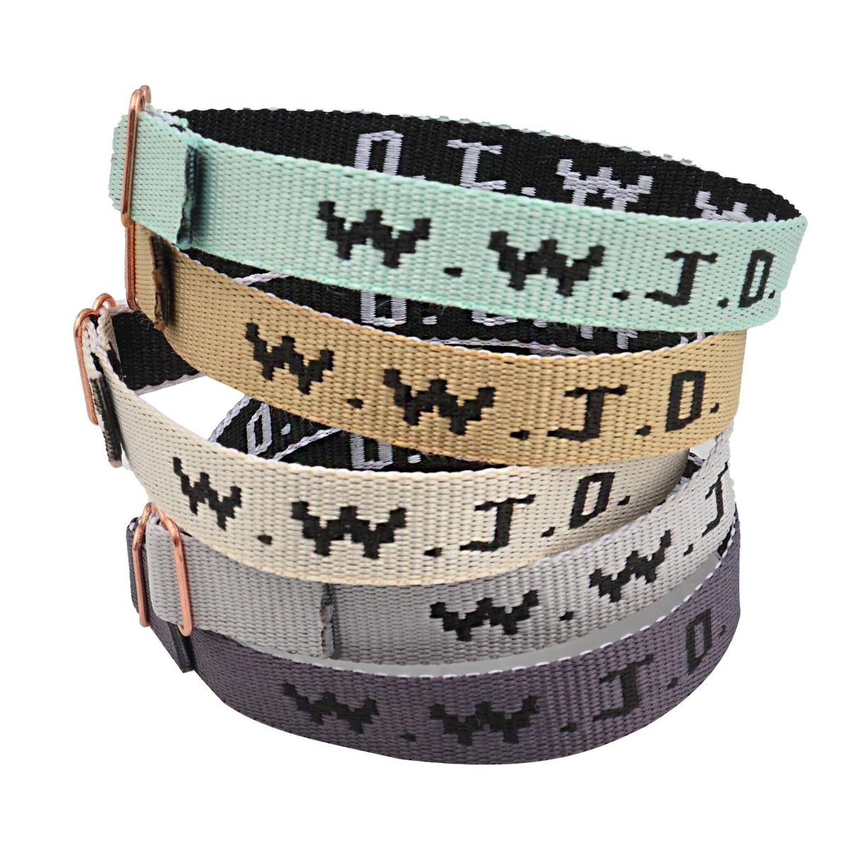 Canopus pet WWJD Bracelets Set, 5 Piece, Webbing What Would Jesus Do Bracelets Christian Handmade Colorful Adjustable Religious Woven Wristbands for Fundraisers