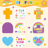 24Set Jesus Christian Religious Crafts for Kids Bulk Sunday School Crafts Kit Jesus Love You DIY Sticker Hanging Ornament for Classroom VBS Activities Faith Vacation Bible School Church Party Gifts